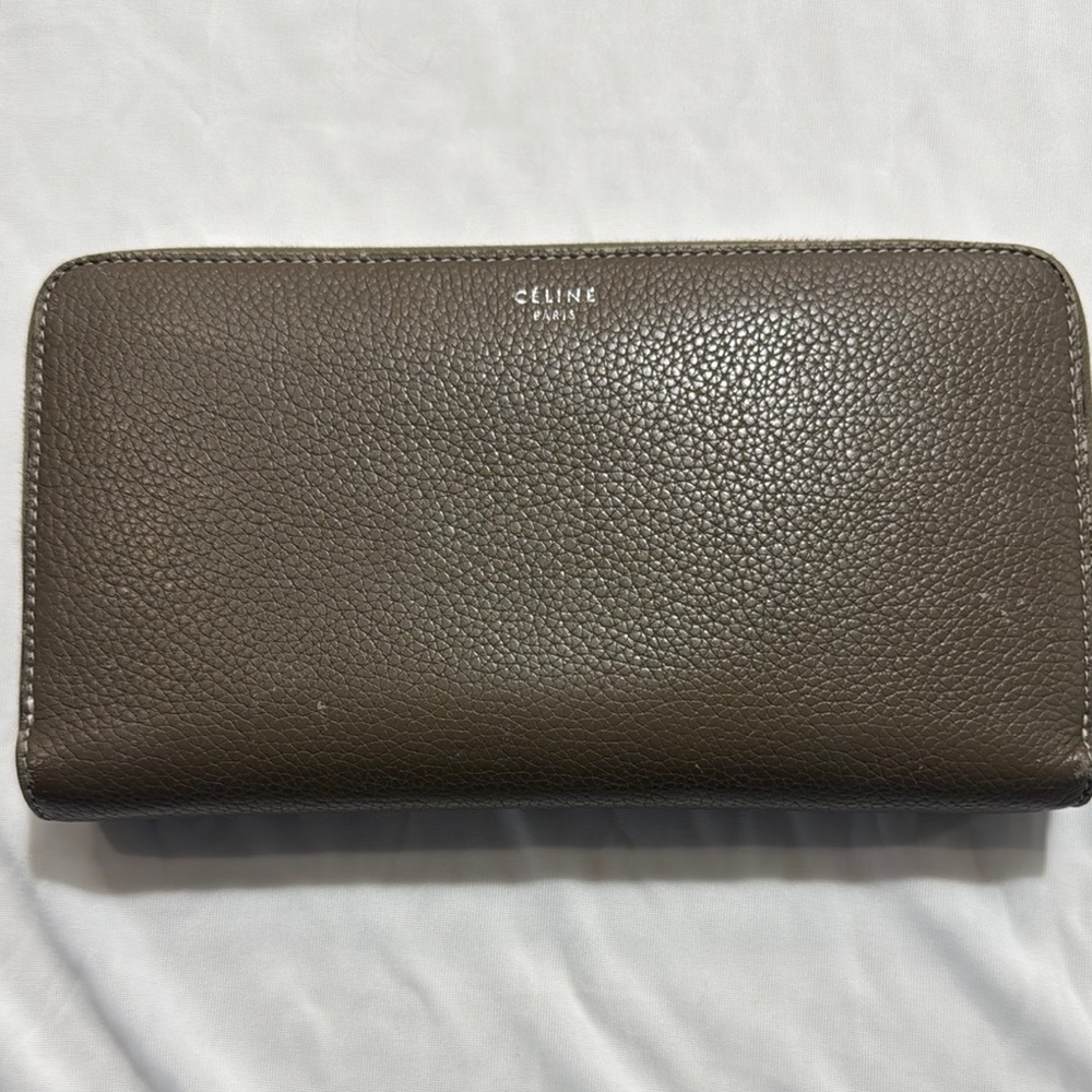 Authentic Celine Light Brown Textured Wallet